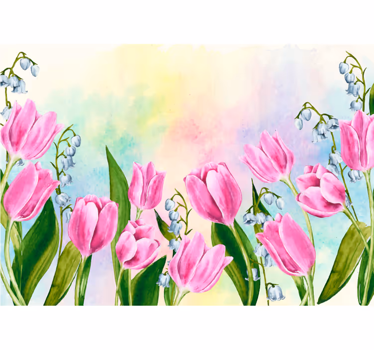 Living room blind with clustered tulips design - TenStickers
