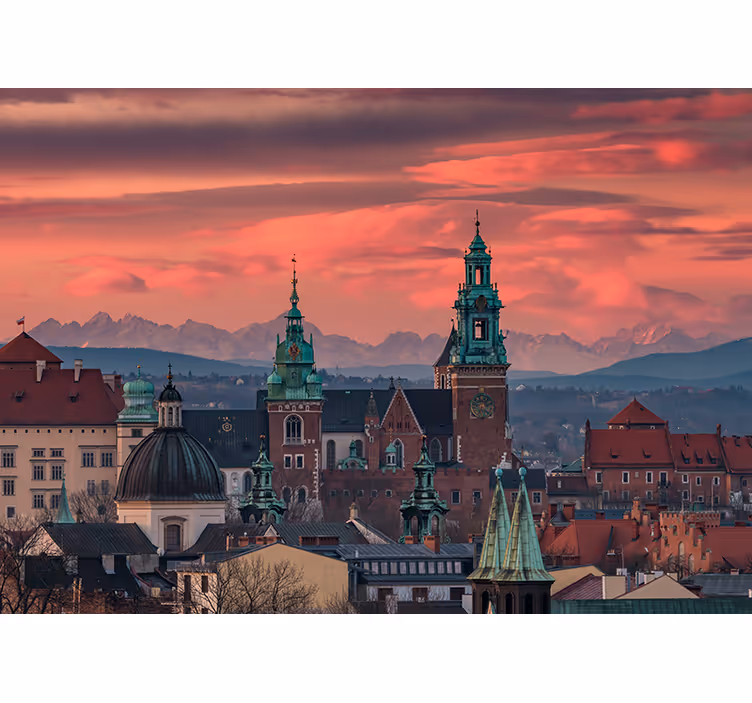 Living room blind with a view of krakow and tatra mountains - TenStickers