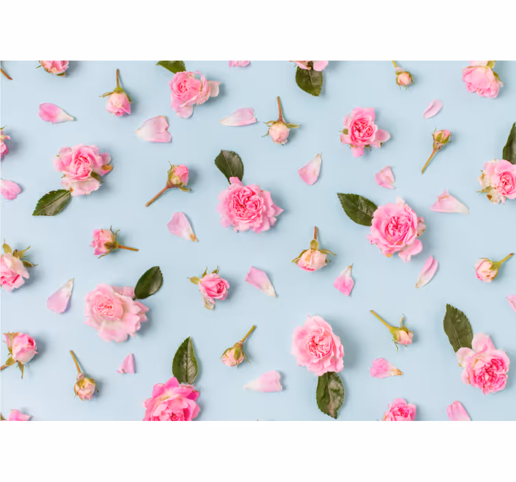 Living room blind with blue background of roses - TenStickers