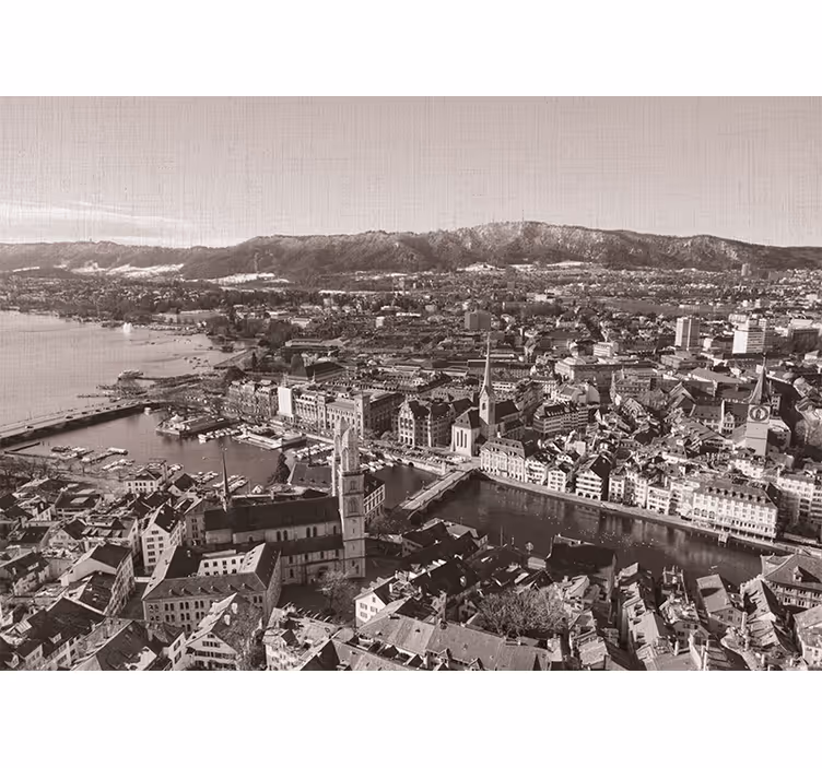Living room blind zürich with mountains backdrop - TenStickers
