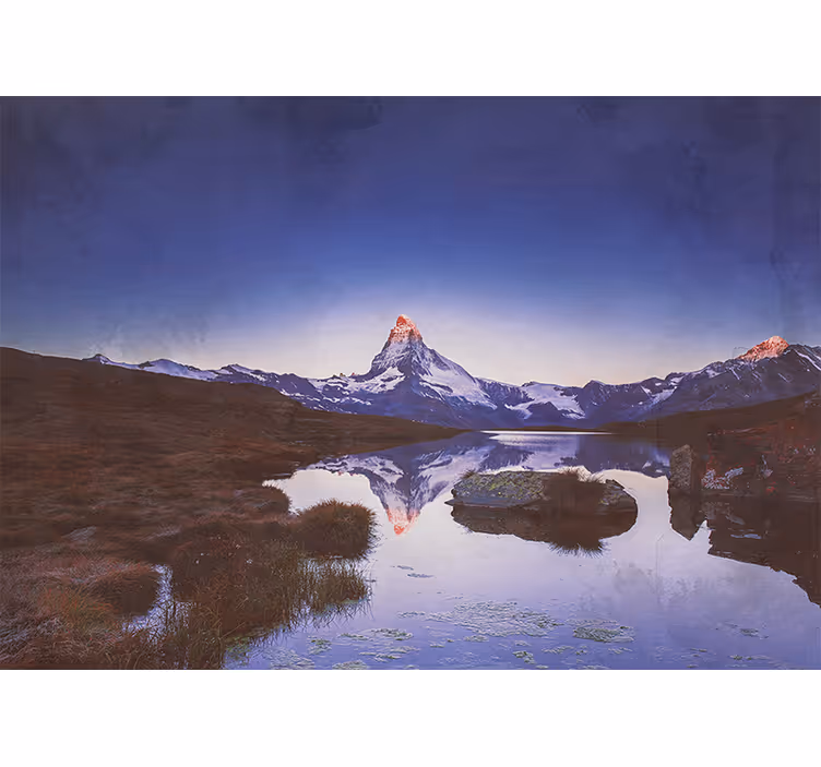 Living room blind snowy mountain reflection blind - TenStickers