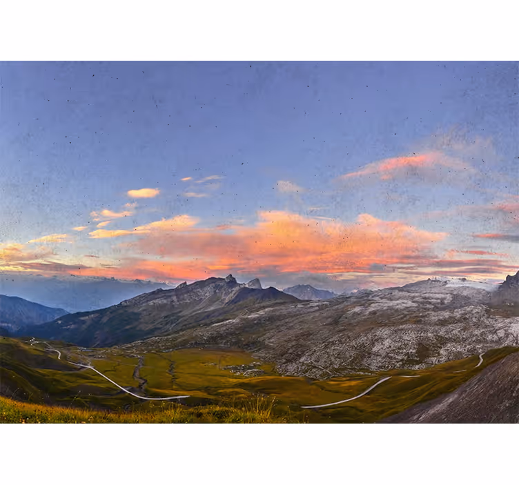 Living room blind beautiful sunset in the mountains - TenStickers