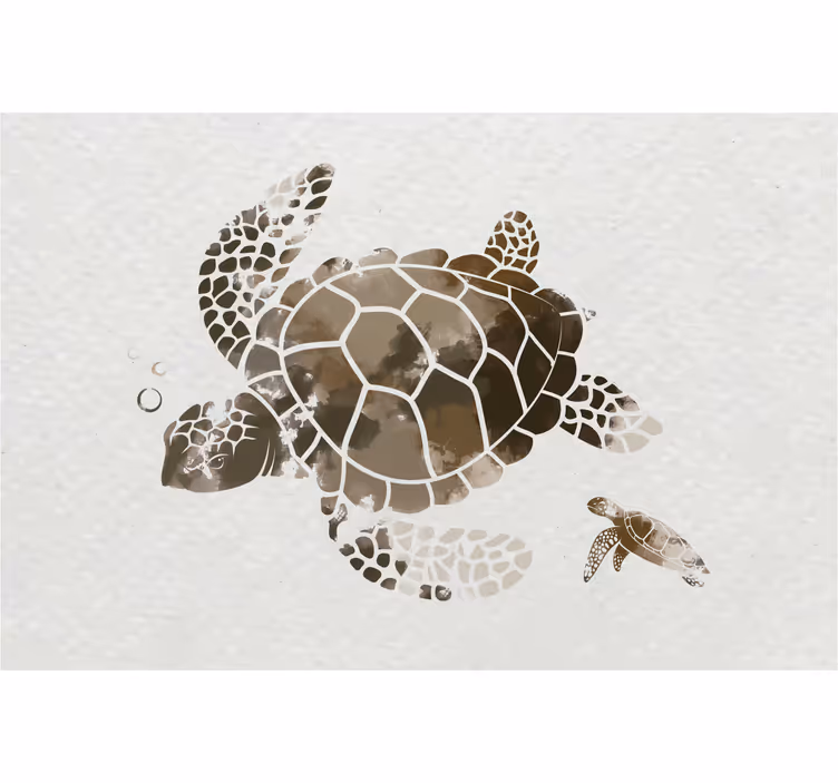 Living room blind brown watercolor turtle design - TenStickers