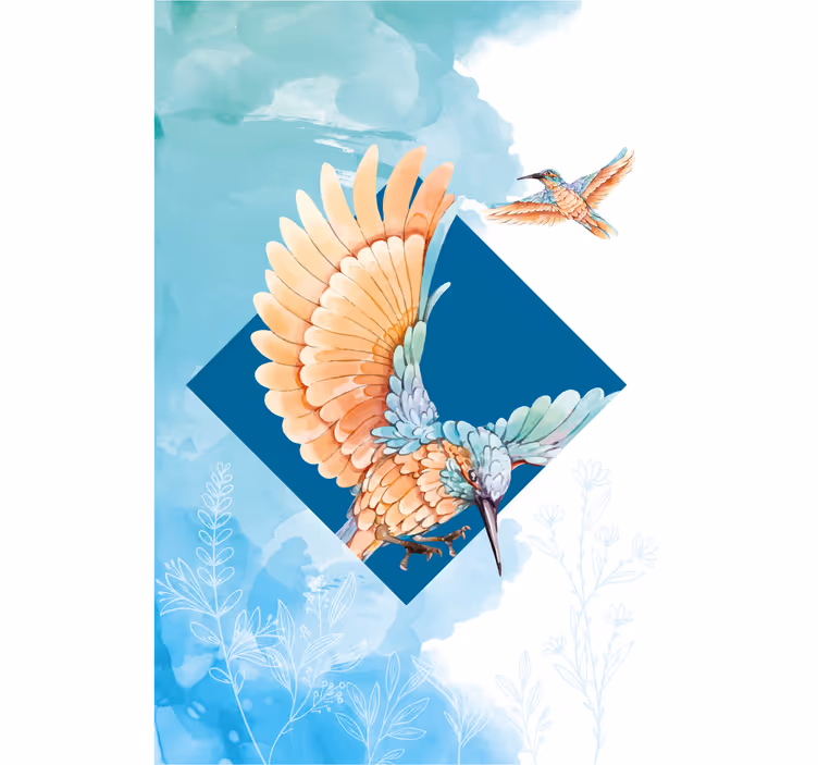 Living room blind with kingfisher designs - TenStickers