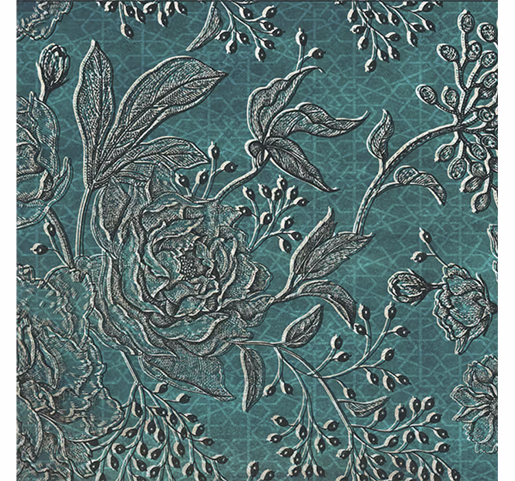Living room blind with oriental floral design - TenStickers