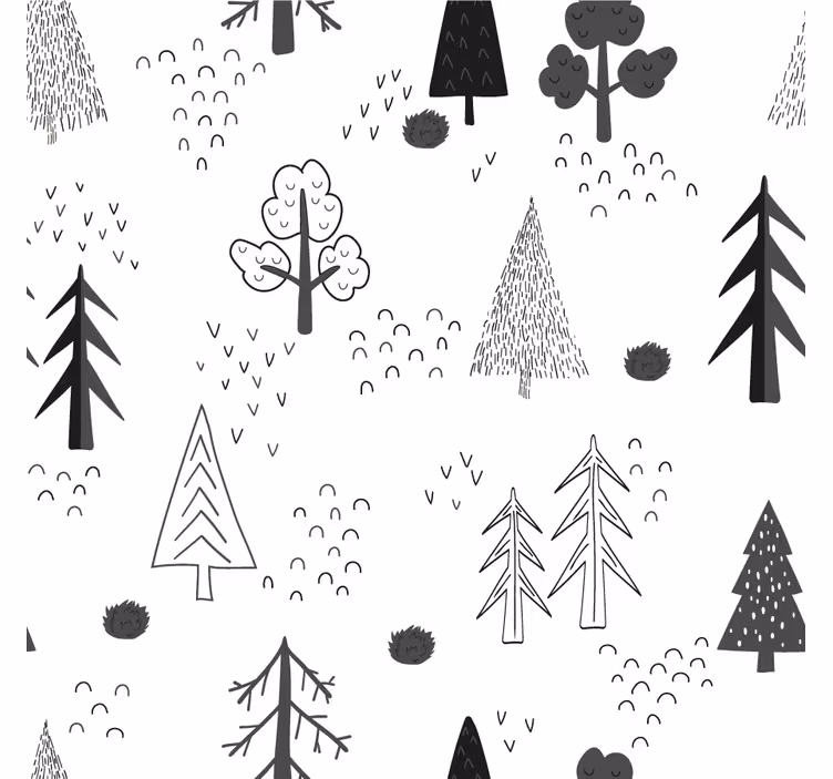 Living room blind with white minimalistic trees - TenStickers