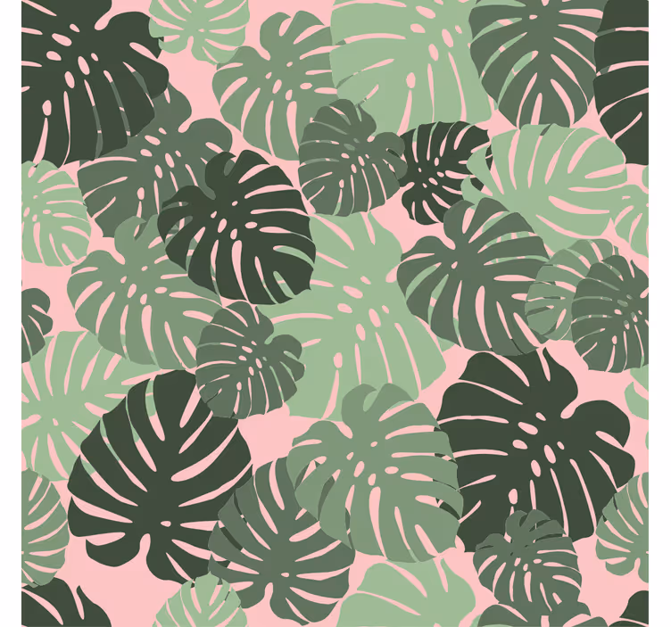 Living room blind monstera leaves in pink color - TenStickers