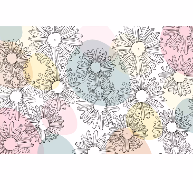 Living room blind with kawaii style shapes and flowers - TenStickers