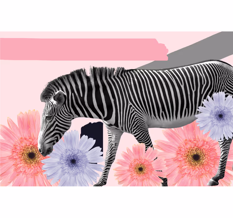 Living room blind collage style zebra art - TenStickers