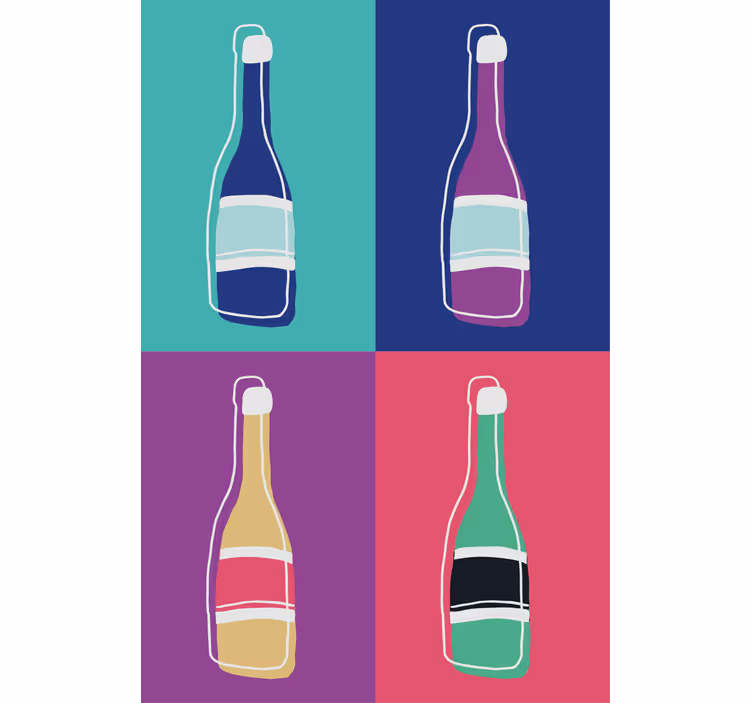 Living room blind with pop art champagne bottles - TenStickers
