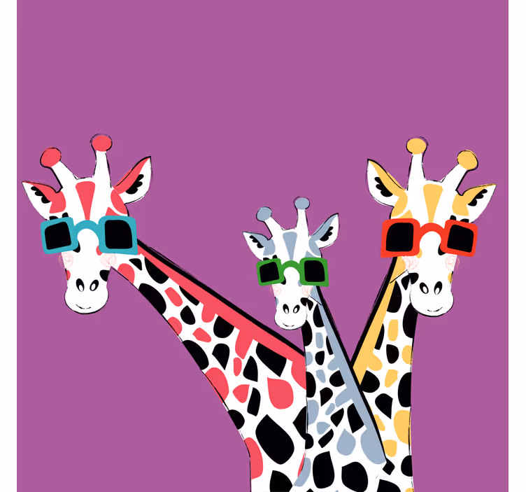 Living room blind with funny giraffes in sunglasses - TenStickers