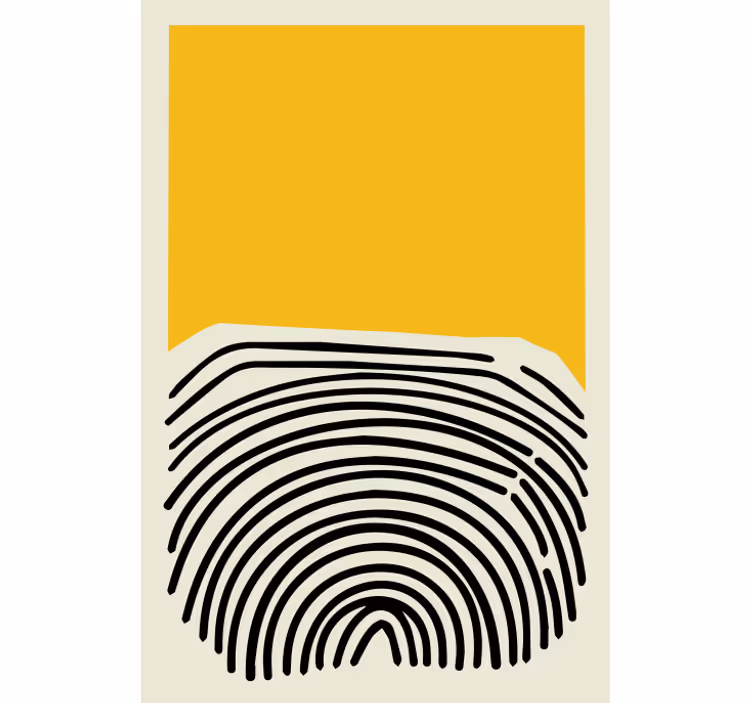 Living room blind abstract yellow painting with black lines - TenStickers