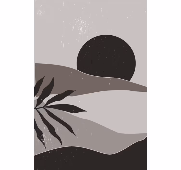 Living room blind black and white desert sunset - TenStickers