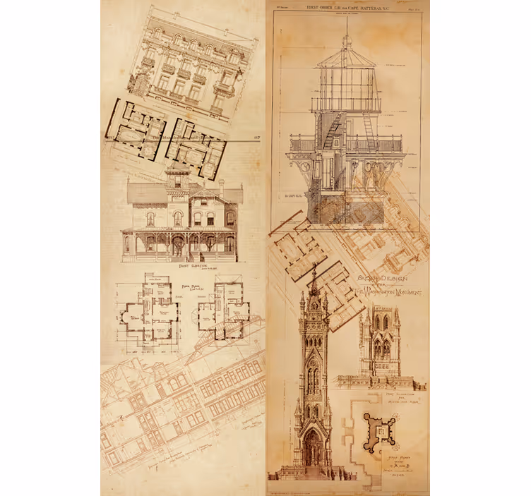 Retro roller blind architectural gem - TenStickers