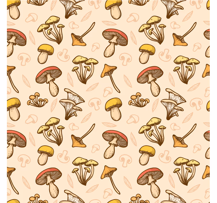 Living room blind with various mushrooms pattern - TenStickers