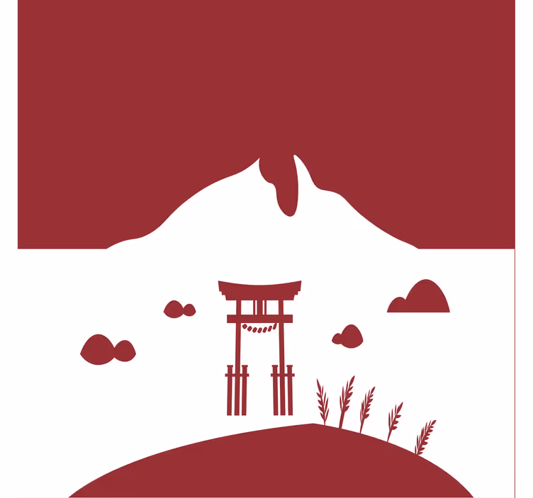 Living room blind featuring japanese landscape design - TenStickers