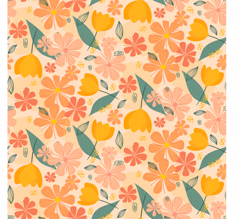 Colorful vintage leaves and flowers living room blind - TenStickers