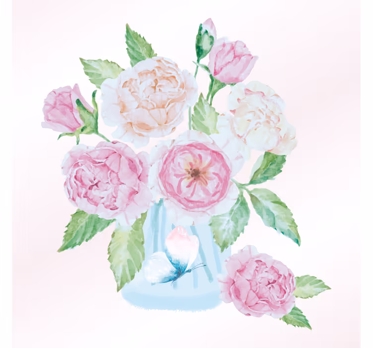 Living room blind with flowers and a butterfly - TenStickers