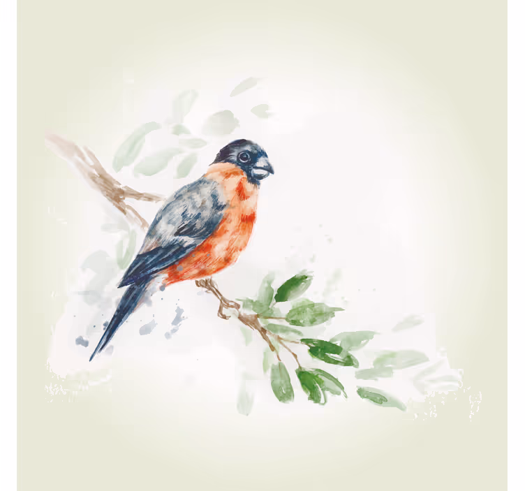 Living room blind featuring pastel bird on branch - TenStickers