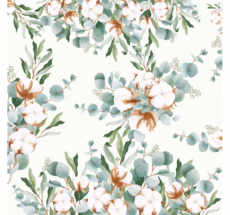 Living room blind in shabby chic cotton plants - TenStickers