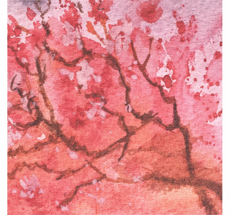 Pastel cherry blossoms on abstract living room blind - TenStickers