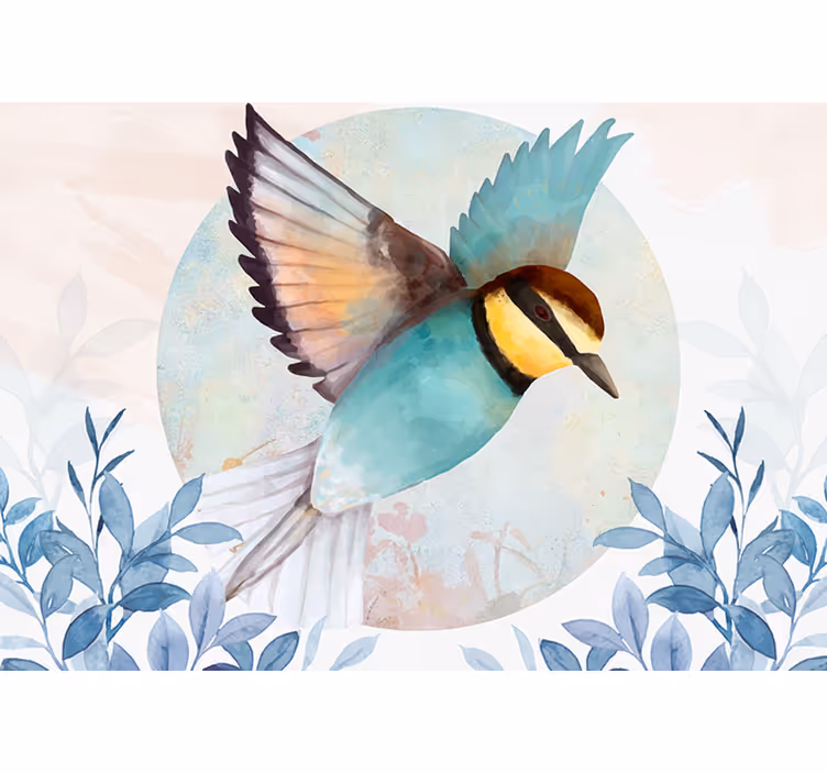 Living room blind with glamour style artistic bird - TenStickers