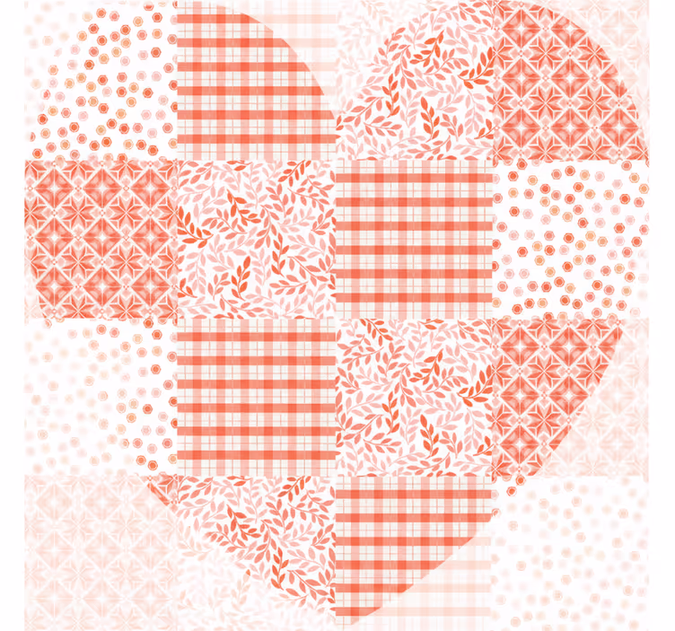 Living room blind with patchwork red and white hearts - TenStickers