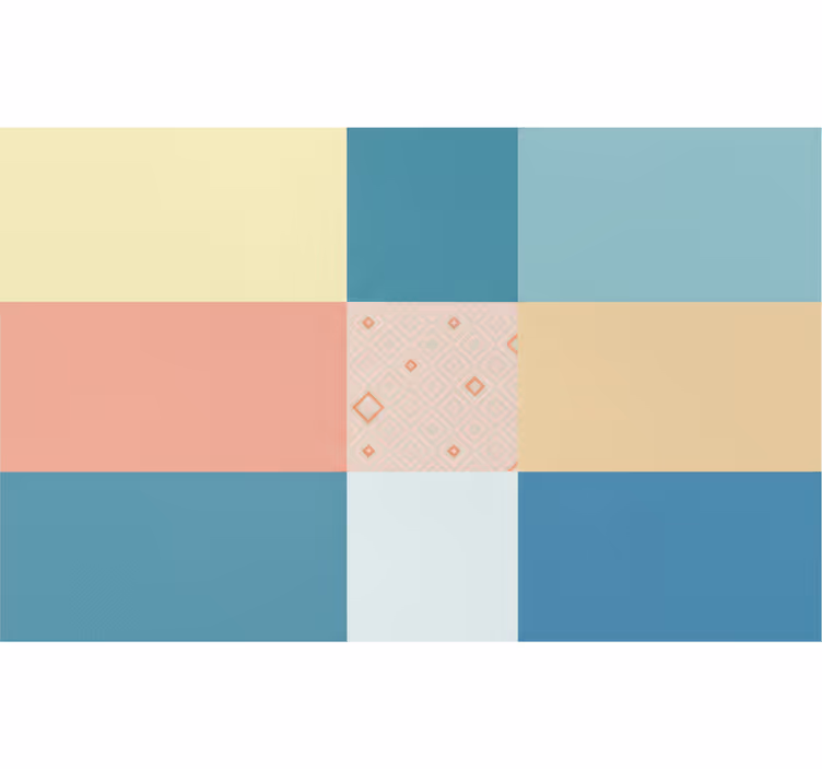 Living room blind with colorful retro patchwork pattern - TenStickers