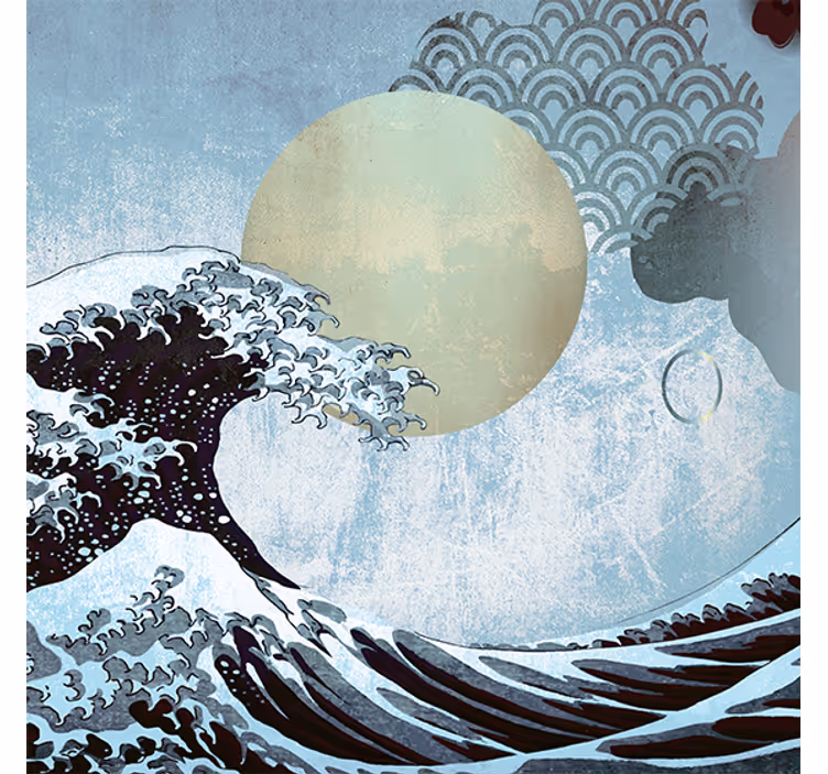 Living room blind wave oriental art - TenStickers