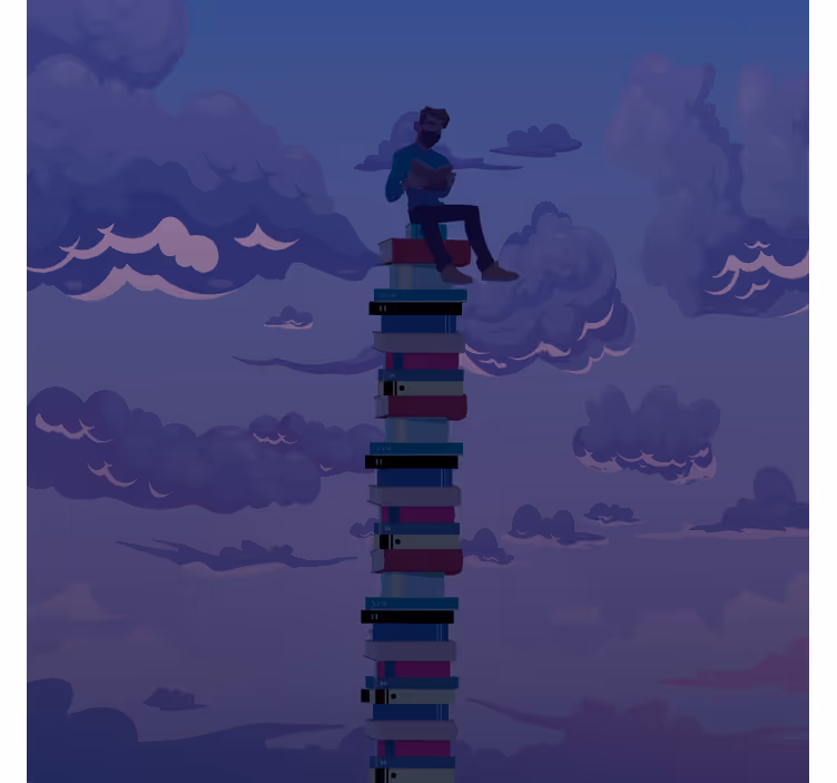 Living room blind with book tower design - TenStickers