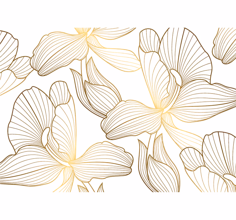 Blind bedroom with golden blooms design - TenStickers