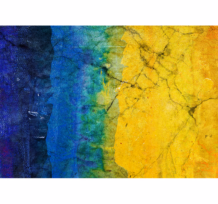 Blind bedroom blue and yellow abstract artwork - TenStickers