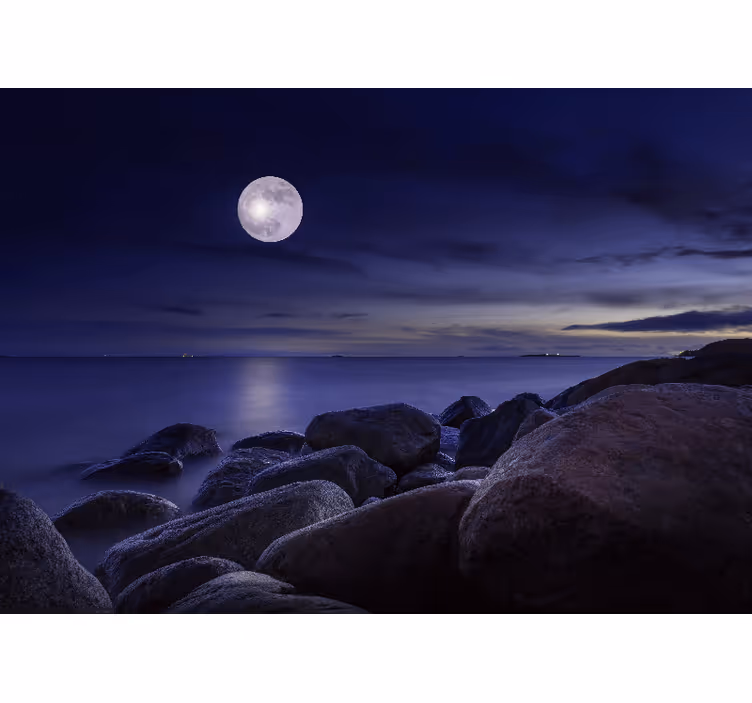 Blind bedroom moonlit original landscape - TenStickers