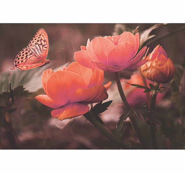 Blind bedroom with pink butterflies on roses - TenStickers