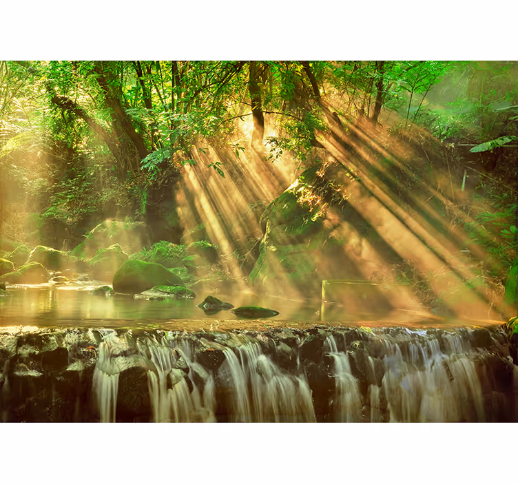 Blind bedroom beautiful forest waterfall - TenStickers