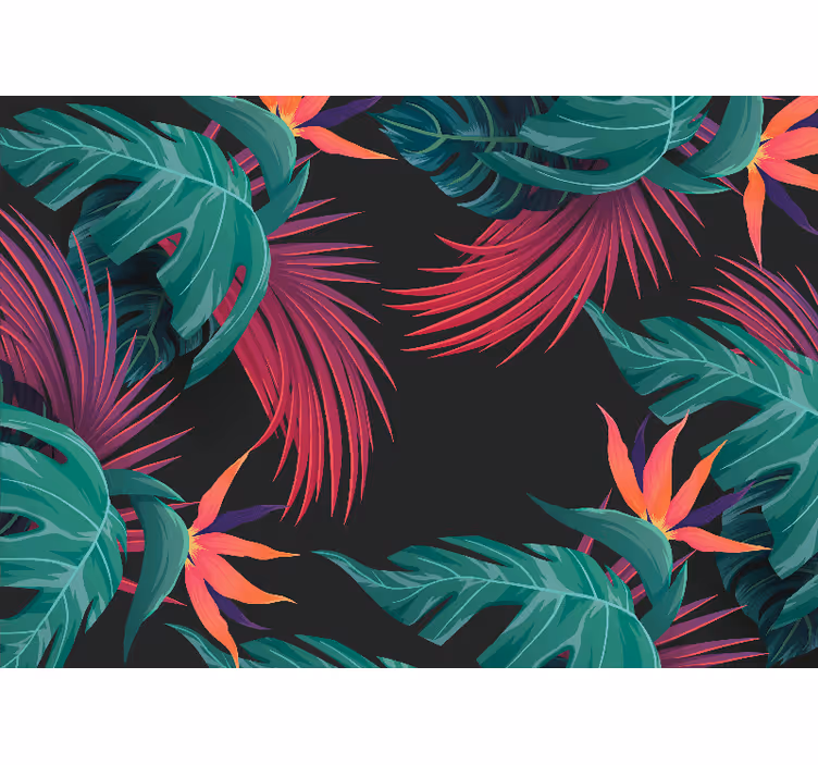 Blind bedroom in turquoise tropical leaves - TenStickers
