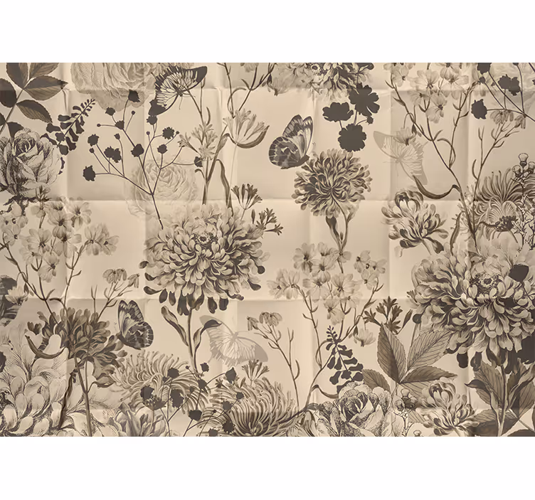 Blind bedroom in beige floral design - TenStickers