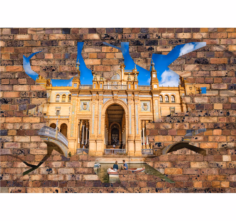 Blind bedroom 3d brick effect views of sevilla - TenStickers
