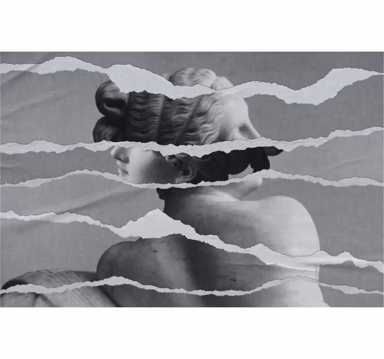 Blind grey greek statue image in torn paper style - TenStickers