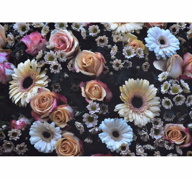 Blind bedroom with elegant big flower design - TenStickers