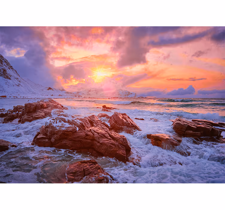 Blind bedroom sunset on norwegian coast - TenStickers