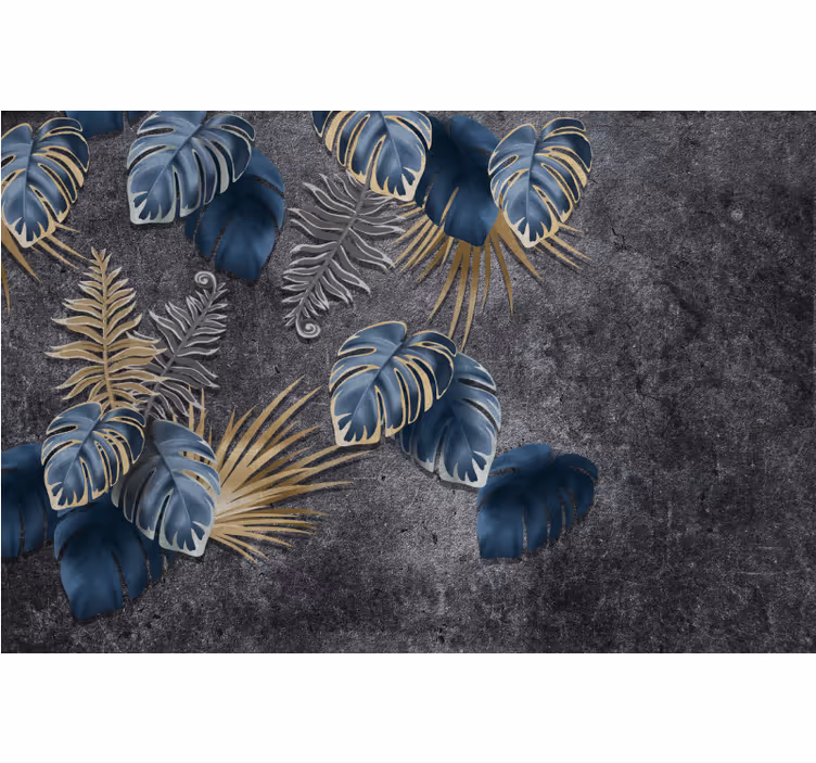 Living room blind with 3d plant effect on concrete - TenStickers