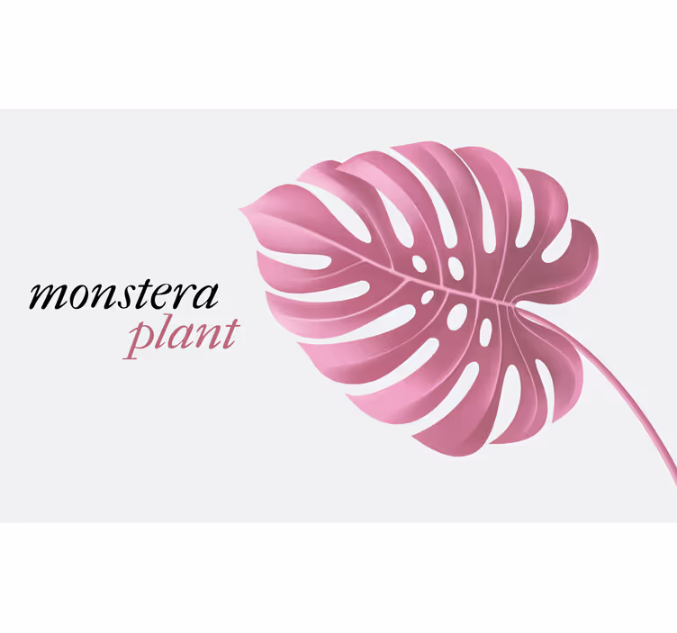 Blind bedroom pink minimalist monstera style vinyl rug - TenStickers