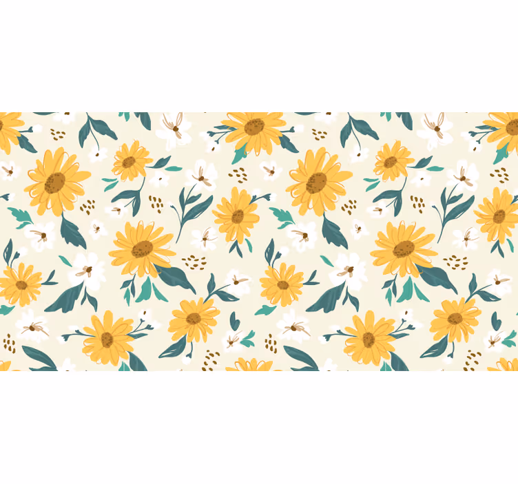Blind bedroom with vintage sunflowers and daisies - TenStickers
