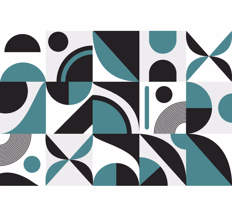 Blind bedroom in black and blue hydraulic pattern - TenStickers
