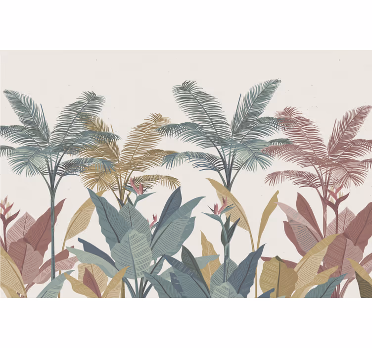 Blind bedroom with terracotta tropical plants - TenStickers