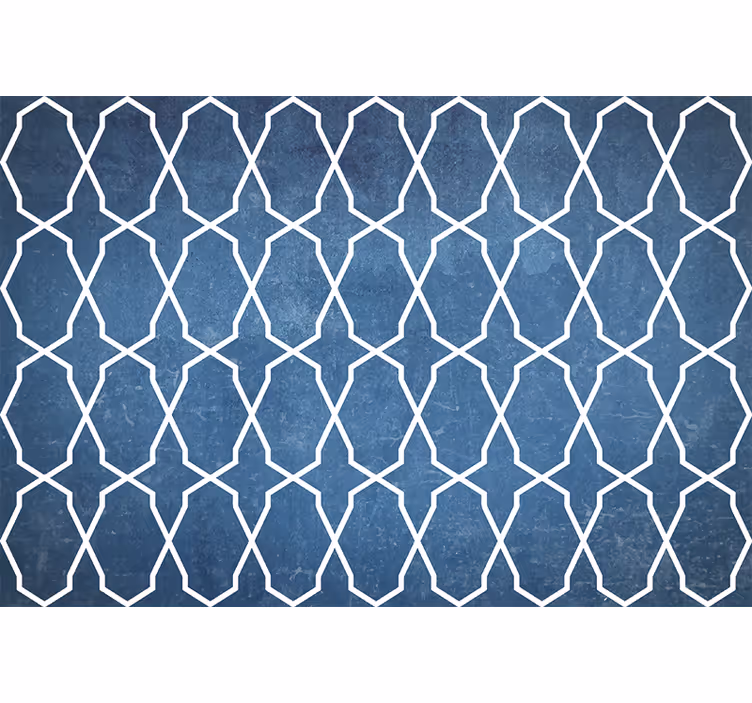 Blind bedroom in white and blue wavy diamond pattern - TenStickers