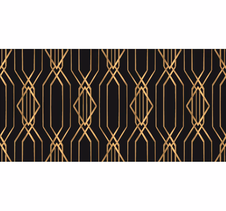 Blind bedroom with geometric black and gold squares - TenStickers