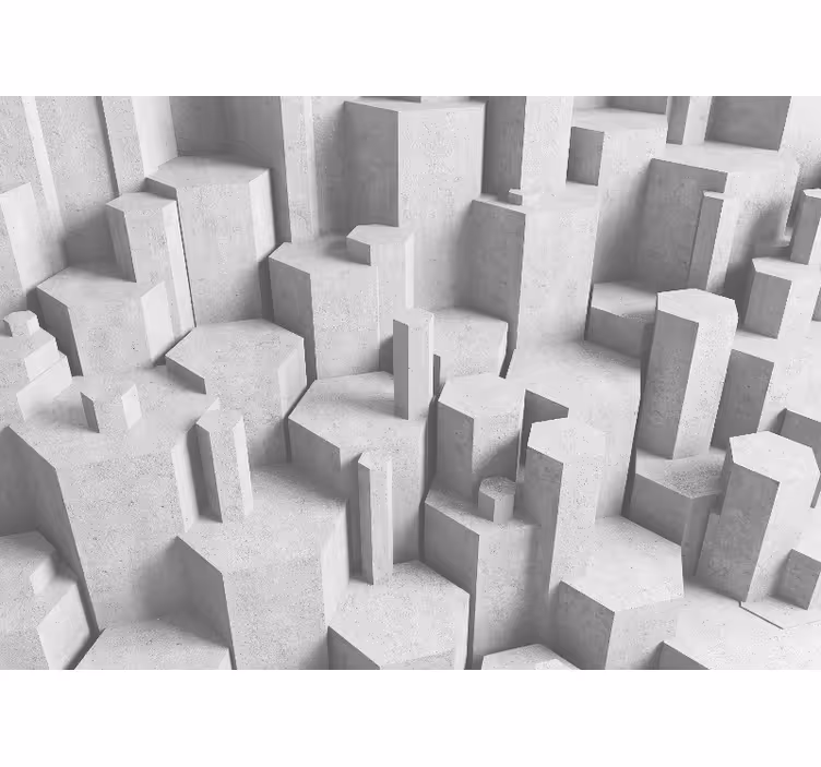 White window blind with 3d concrete shapes - TenStickers