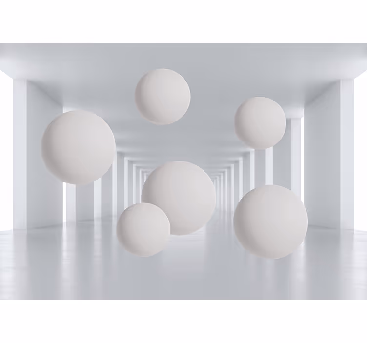 White window blind white spiked spheres tunnel - TenStickers